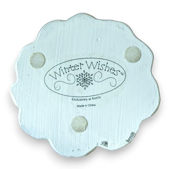 Winter Wishes Kohls Wood-looking Resin Angel Snowman with Heart and Bouncy Wings - Picture 7 of 8